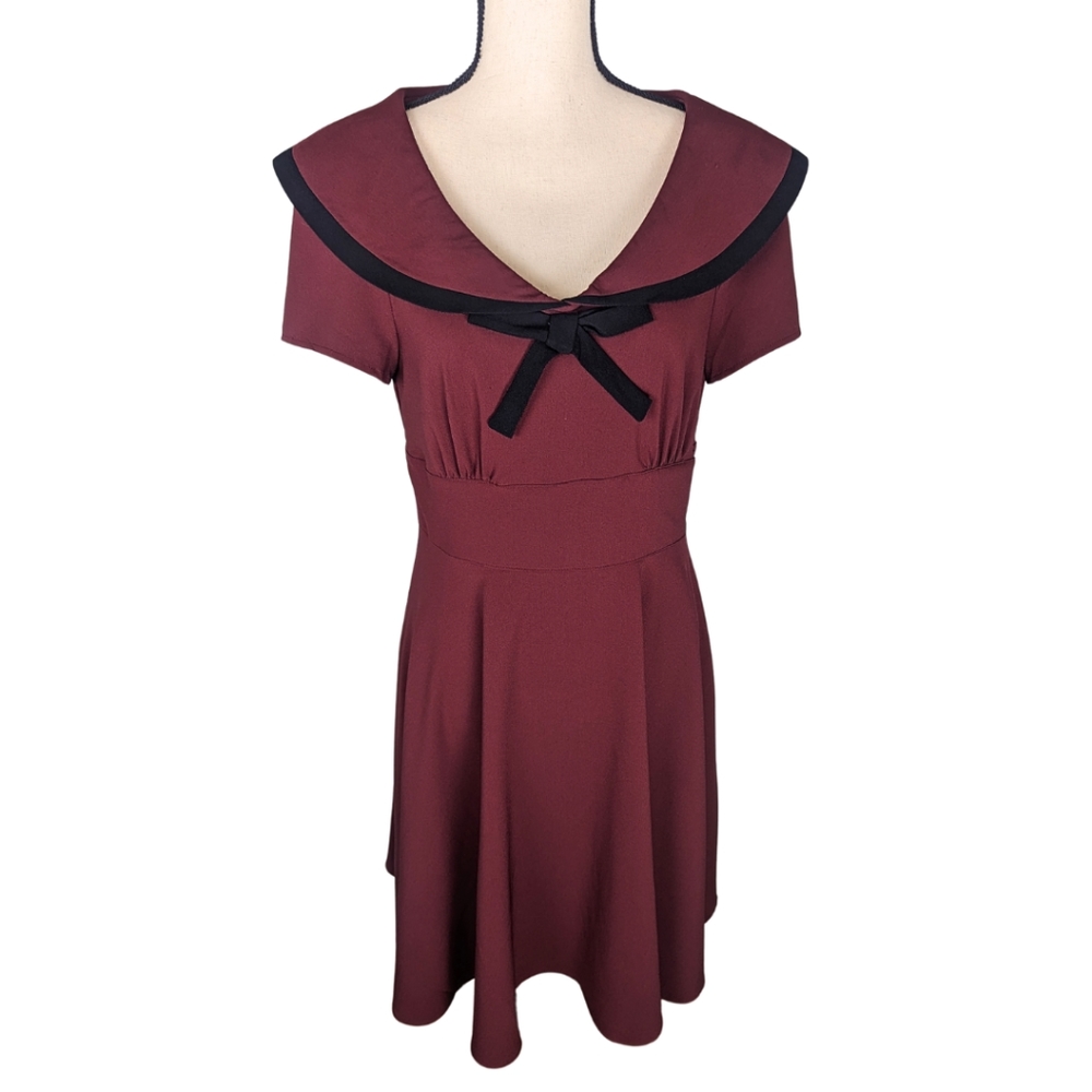Hell Bunny Burgundy Retro Swing Dress